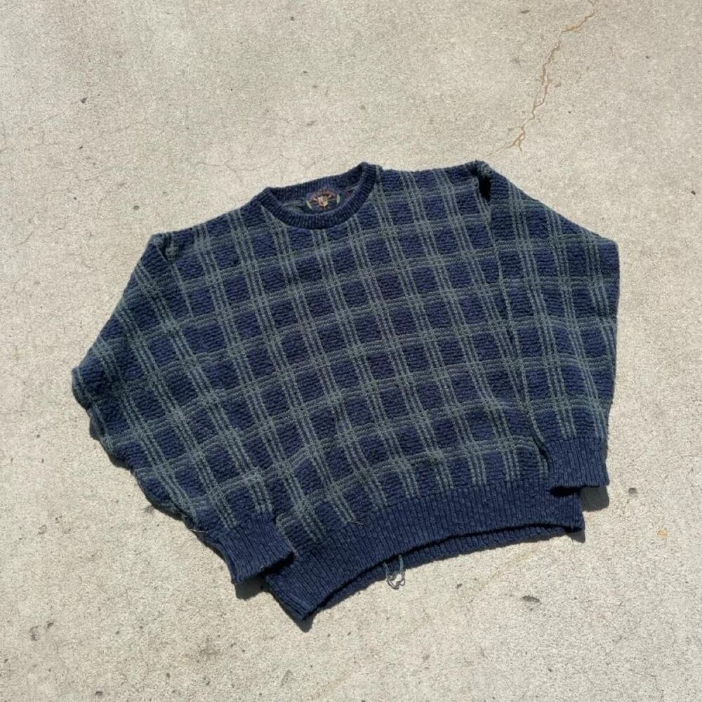 Vintage Lake Harmony Old Money Y2K Plaid Heavyweight Sweater